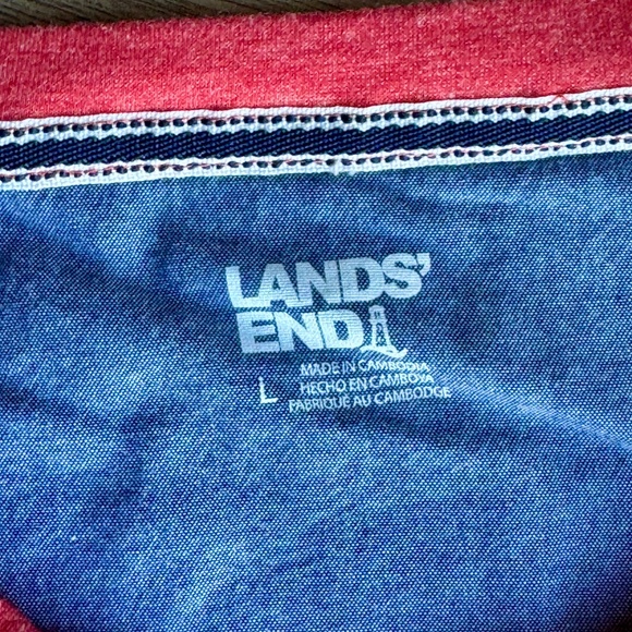 Lands’ End Men’s Supima Cotton T-Shirt Set – Size L (Green & Red) - Picture 4 of 11